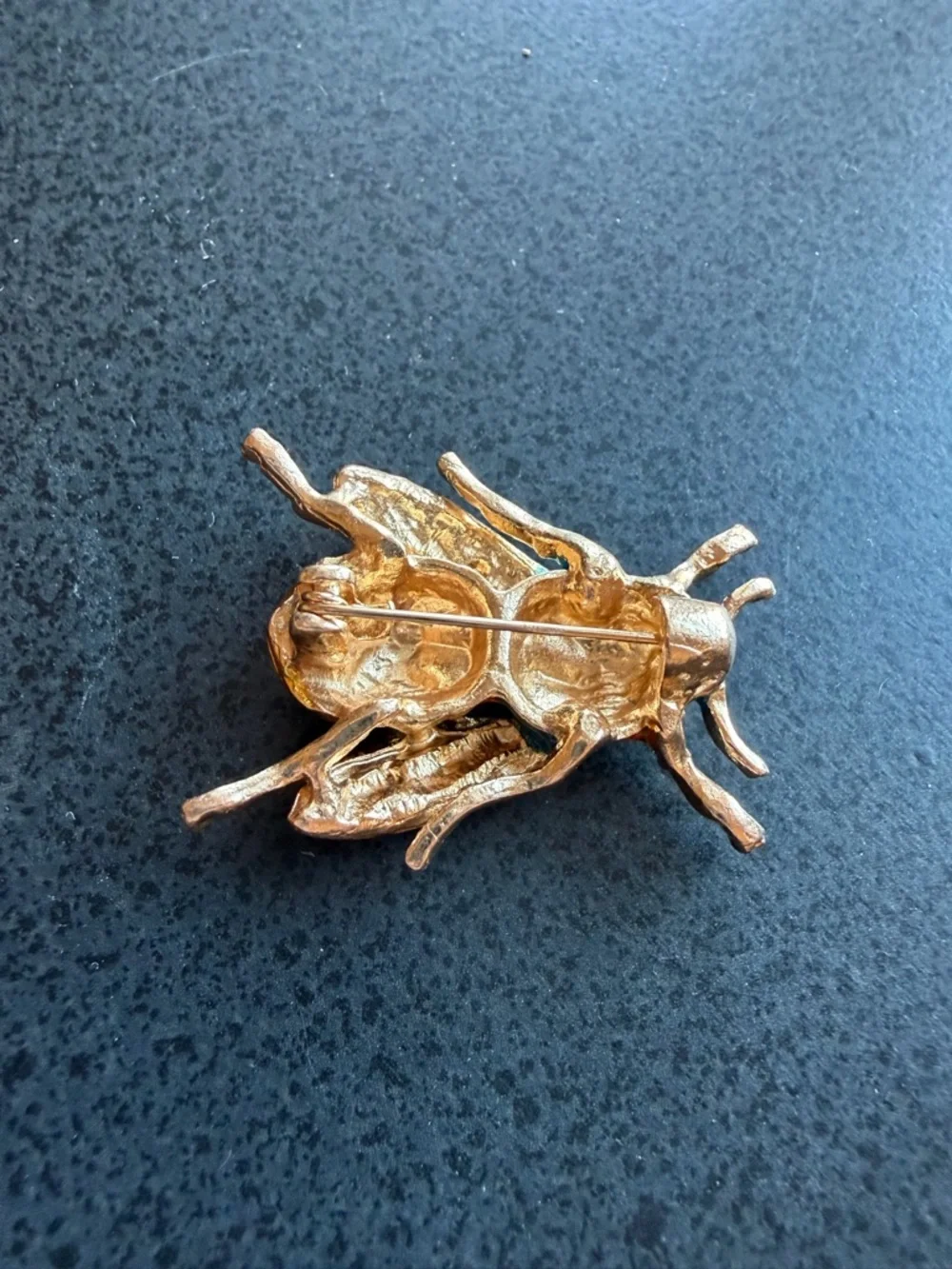 Translucent Enamel Bee insect Brooch Pin Unsigned Gold Tone‎ Vibrant Color